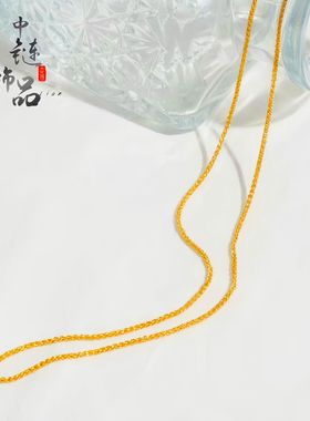 项链M扣金项链铜镀24K真金沙金