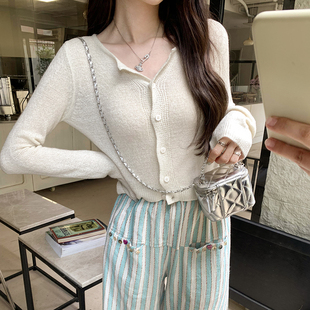 针织开衫 修身 女2026夏季 小个子防嗮罩衫 0320w 新款 多巴胺好看长袖