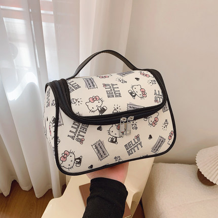 正版授权HelloKitty手提化妆包半定型大容量化妆箱出游洗漱收纳包