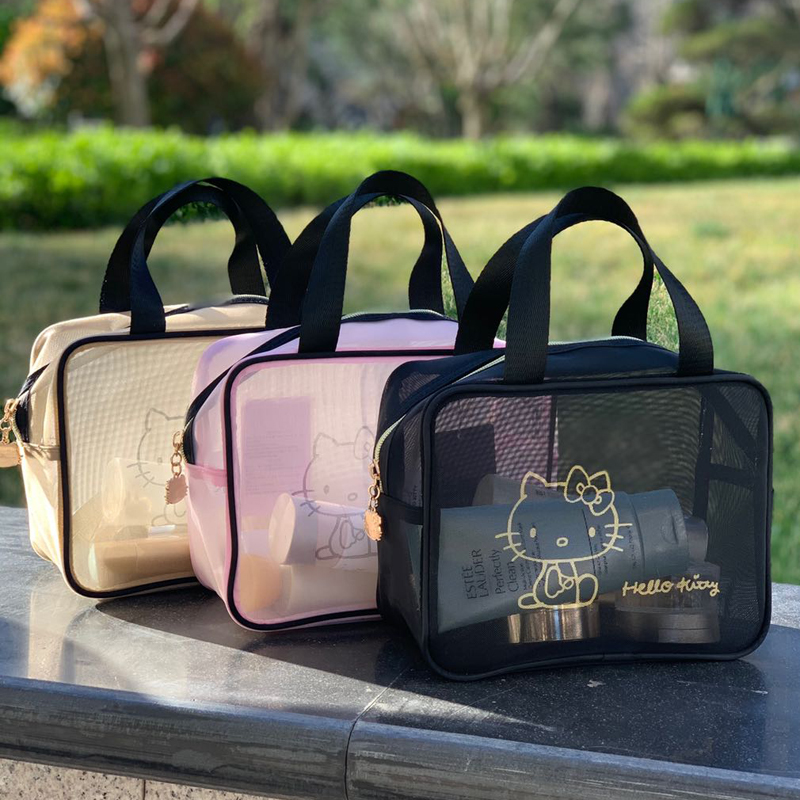 大容量网纱化妆包缕空手提袋收纳