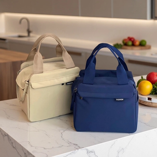 纯色防水饭盒袋上班通勤保温午餐便当包男女通用大容量带饭手提袋