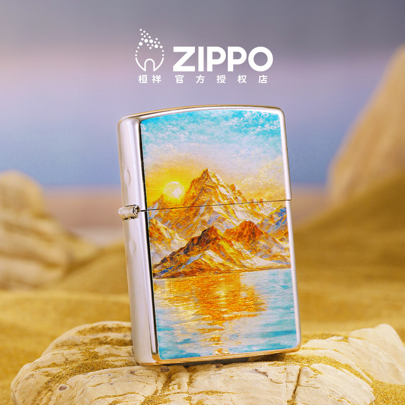 Zippo打火机金顶晴澜彩印官方正品防风煤油送男朋友生日礼物艺术
