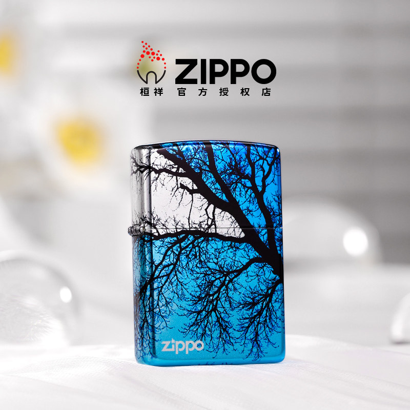 Zippo打火机蓝天枯树彩印官方正品防风煤油送男朋友闺蜜生日礼物