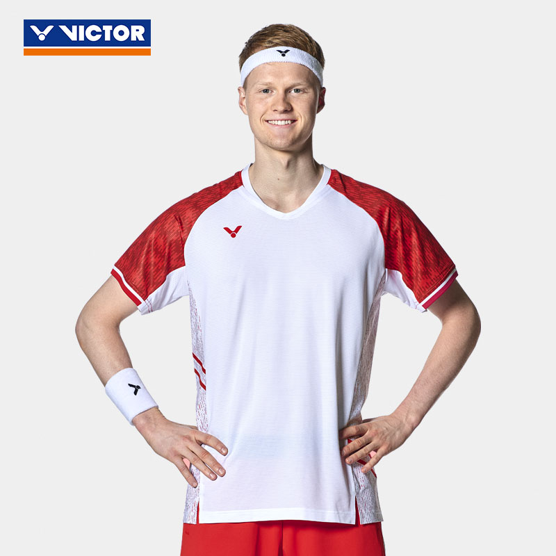 VICTOR威克多 2024新款羽毛球服 丹麦国家队大赛系列针织运动短袖