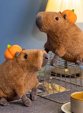 卡皮巴拉仿真水豚橘子Capybara水豚公仔毛绒玩具丑萌礼物安抚装饰