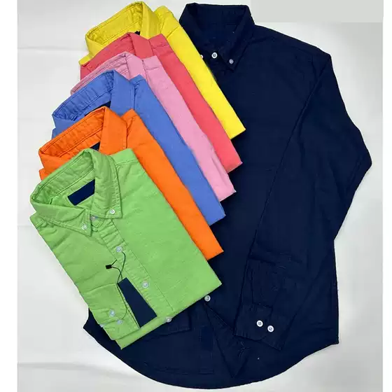 Spring and Autumn Men's Linen Cotton Solid Color Simple Small Embroidered Logo Slim Long-Sleeved Shirt Business Casual Lapel Shirt