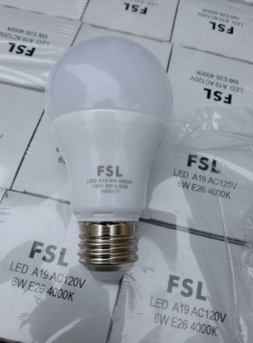 库存货新的LEDA19/AC120Ⅴ6W/E26/4000K暧白LED灯