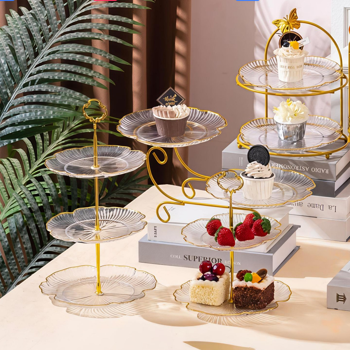 多层水果盘下午茶点心架双层托盘婚庆蛋糕甜品台糕点摆件展示架子