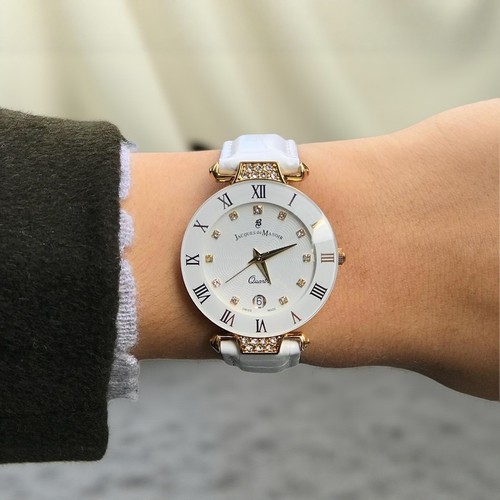 Jacques du Manoir瑞士小众复古轻奢石英电子皮表带女士手表代购