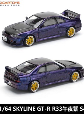 拓意POPRACE 1/64 S42-01日产尼桑天际线GTR R33 午夜紫合金车模