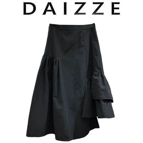 DAIZZE~不规则纯色半身裙女装春夏季新款时尚气质百搭法式a字裙潮