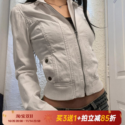 街头复古立领外套夹克拉链拼接