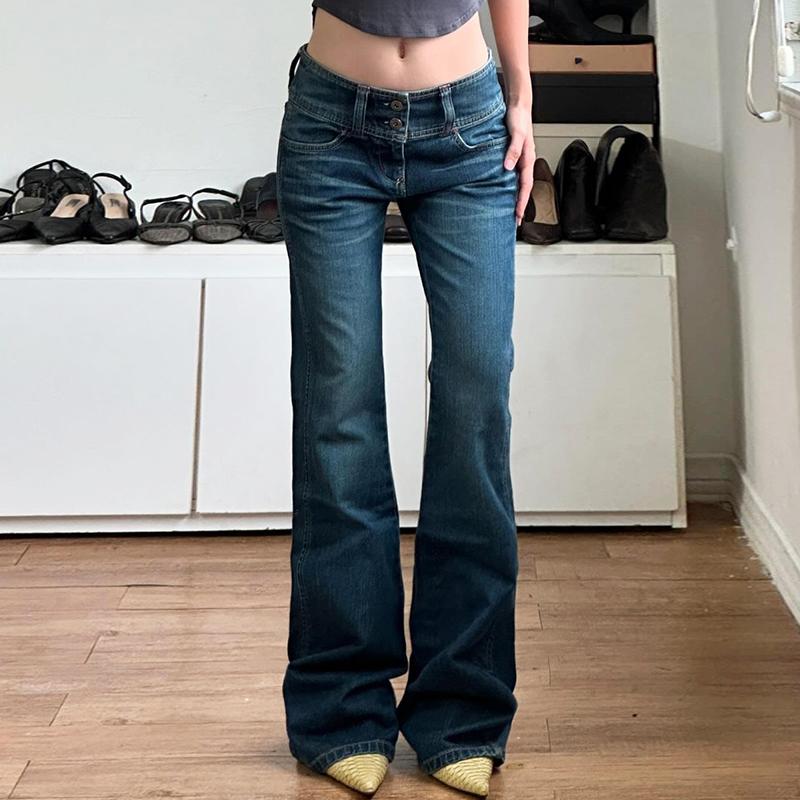 美式复古千禧深蓝牛仔裤