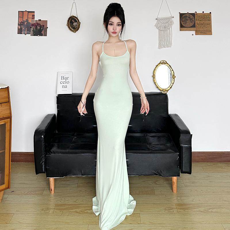 Amyway【清新绿意】小众蝴蝶结镂空露背高级感吊带裙包臀鱼尾裙,女装/女士精品,连衣裙,淘宝优惠券,粉丝福利购,淘宝优惠卷