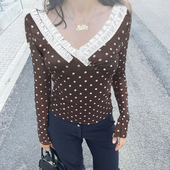 波点印花长袖 Amyway 件 法式 反季 特惠29