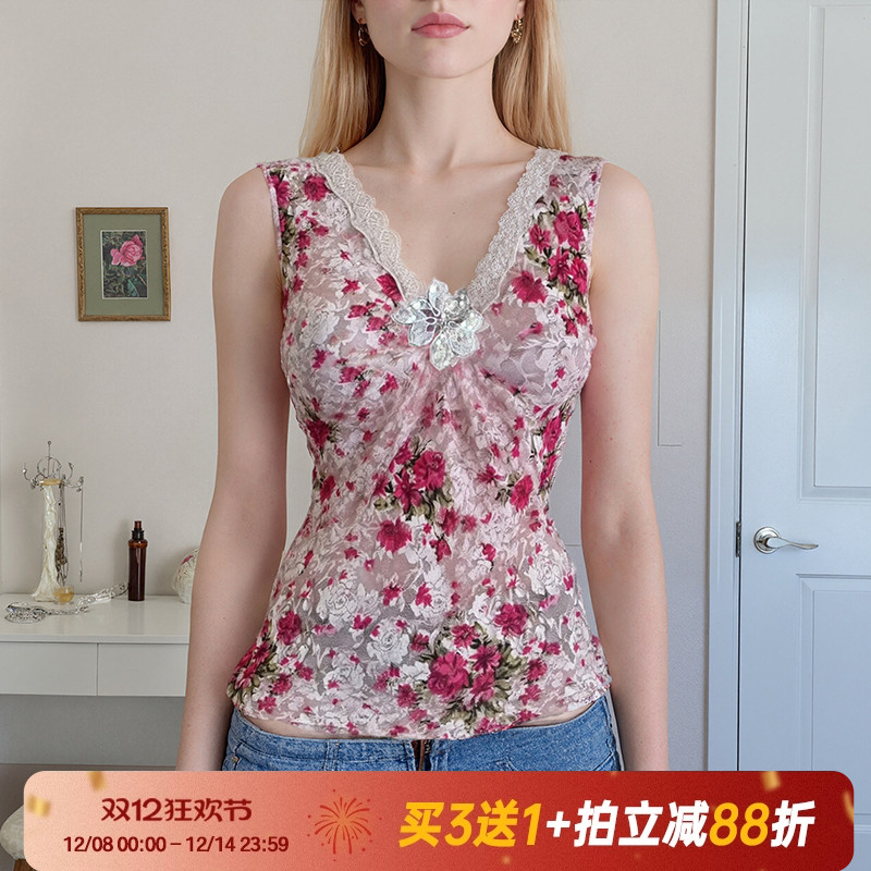 【古着缪斯】法式花卉蕾丝上衣