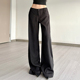休闲百搭 街头风黑色纽扣美式 复古辣妹简约阔腿裤 Amyway 直筒裤