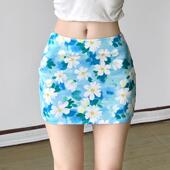 Amyway 夏日雏菊 小清新复古辣妹印花低腰A字裙短裙百搭半身裙