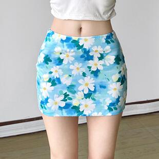 Amyway【夏日雏菊】小清新复古辣妹印花低腰A字裙短裙百搭半身裙