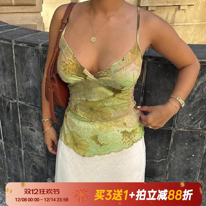 【夏日清新】法式复古印花吊带