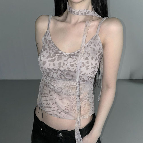 【甜辣复古】纯欲挂脖飘带吊带