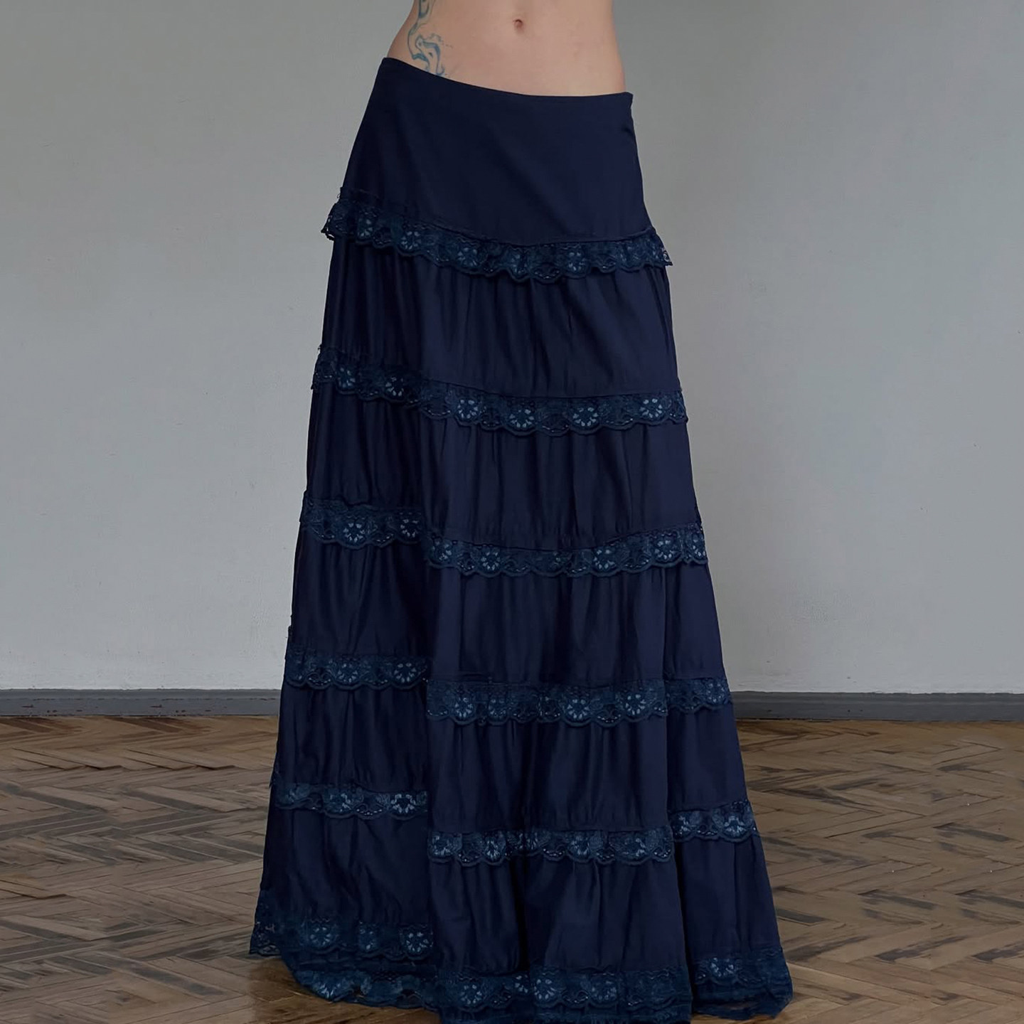 Amyway【轻亚复古】法式蕾丝拼接半身裙女高腰显瘦A字裙垂感长裙,女装/女士精品,半身裙,淘宝优惠券,粉丝福利购,淘宝优惠卷