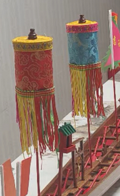 小罗伞龙舟模型三角旗百足旗配件复古旗帜摆件传统工艺