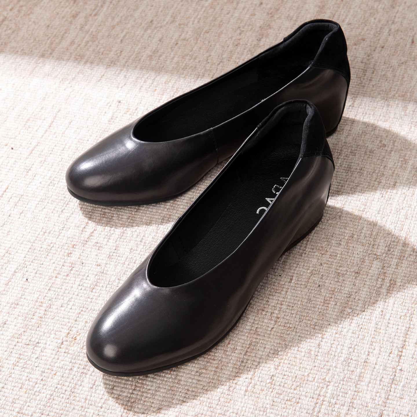 VDVC胎牛皮内增高百搭坡跟妈妈鞋