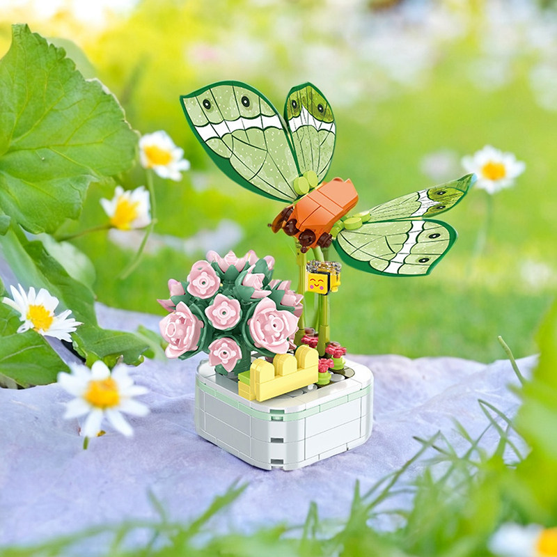 花束植物昆虫积木小盆栽微颗粒积木益智拼装玩具摆件手工创意礼物,节庆用品/礼品,创意礼盒/礼品套组,淘宝优惠券,粉丝福利购,淘宝优惠卷