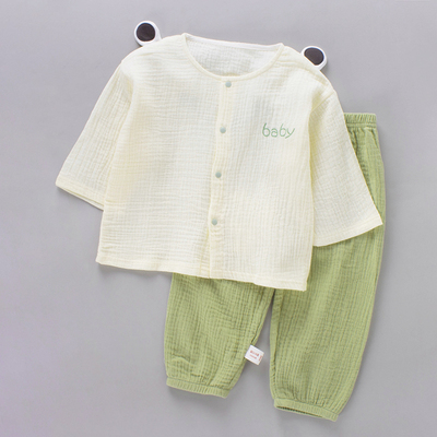 夏季薄款纱布宝宝纯棉空调服套装