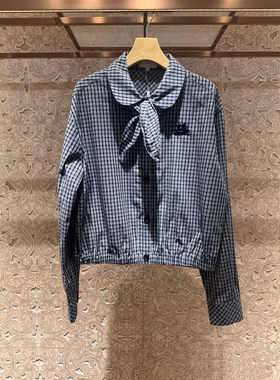 JR 专柜正品 2026春季专柜 格子翻领收腰衬衫长袖女上衣XSJ1C02C