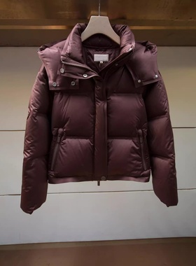 JR 2025冬季新款 时尚保暖鹅绒连帽短款羽绒服外套女XRJ7G12D