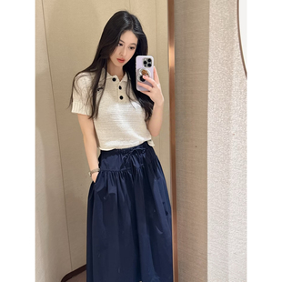 JR 2026春季新款 娃娃领领甜美100%绵羊毛短款针织上衣女XSJ1M03D