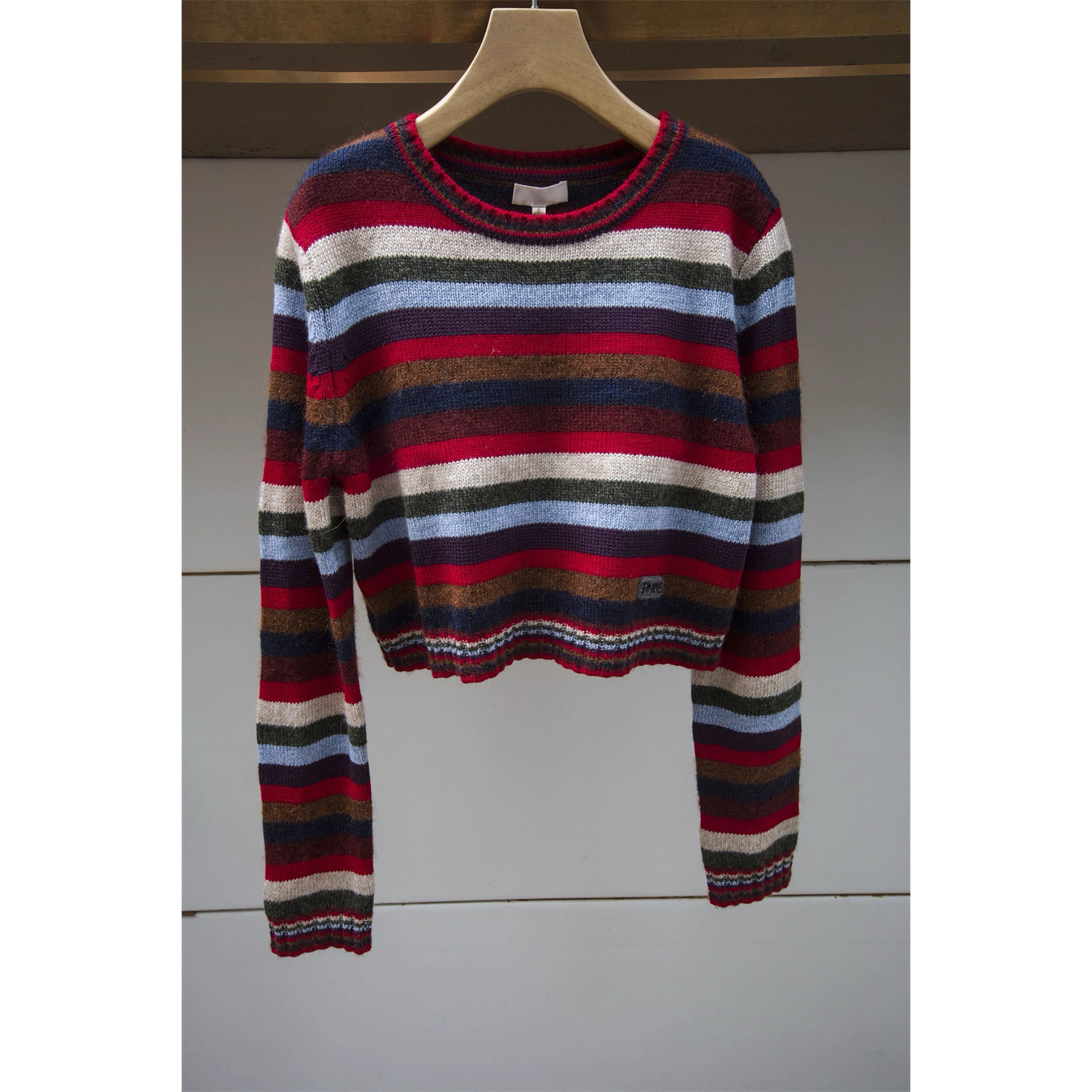 JR  2025秋季新款 圆领撞色条纹毛衣针织衫上衣女XRJ4M33B