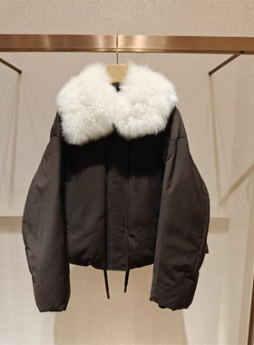 JR 专柜正品2025冬季新款 鹅绒羊毛皮领休闲羽绒服外套女XRJ7G09C