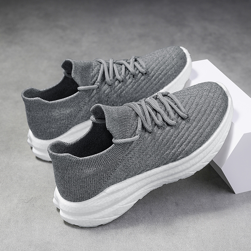 步因美新品男鞋系带低帮休闲运动鞋高弹力飞织健步鞋中老年讲台鞋