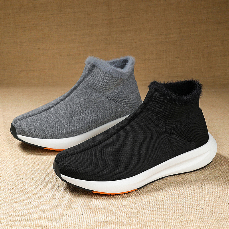 步因美秋冬新品加绒健步鞋薄绒保暖休闲男鞋高帮棉鞋禅鞋中老年鞋
