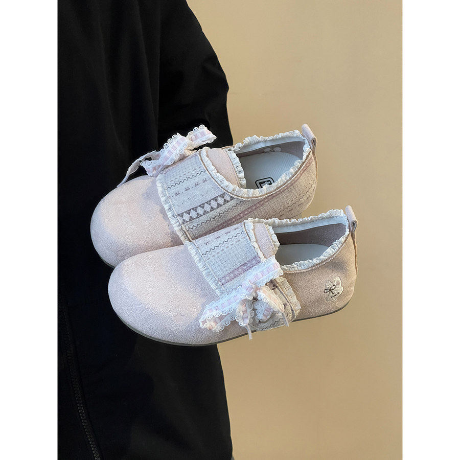 不撞款设计女鞋2025春季懒人一脚蹬勃肯鞋女花边软底休闲鞋,女鞋,勃肯鞋/软木鞋,淘宝优惠券,粉丝福利购,淘宝优惠卷