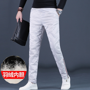 东北裤子男士羽绒裤男款外穿潮牌加绒加厚运动裤冬季直筒休闲裤24