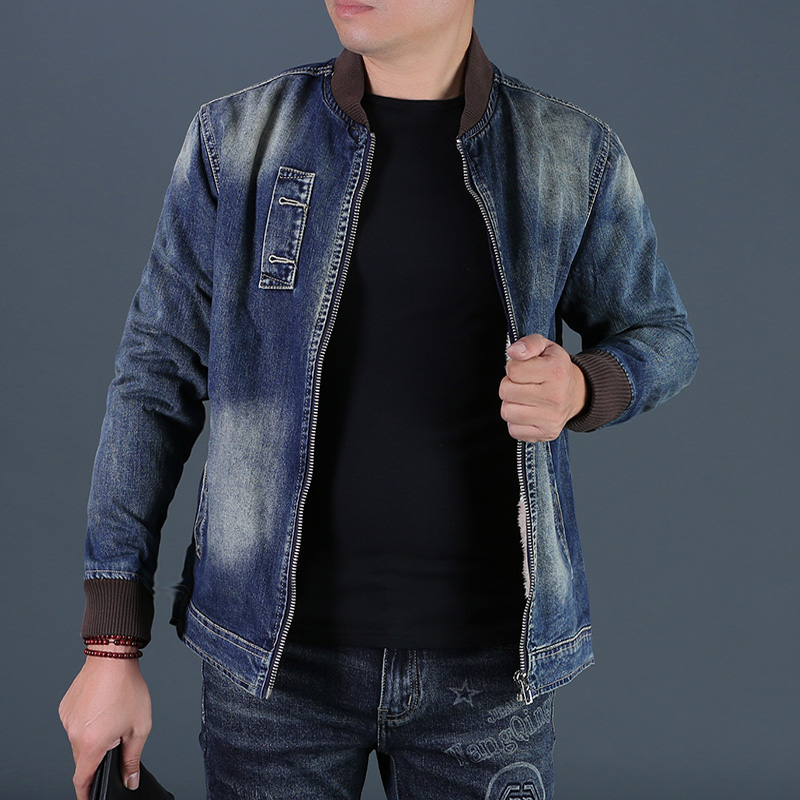 外套男款牛仔夹克秋冬季潮牌立领