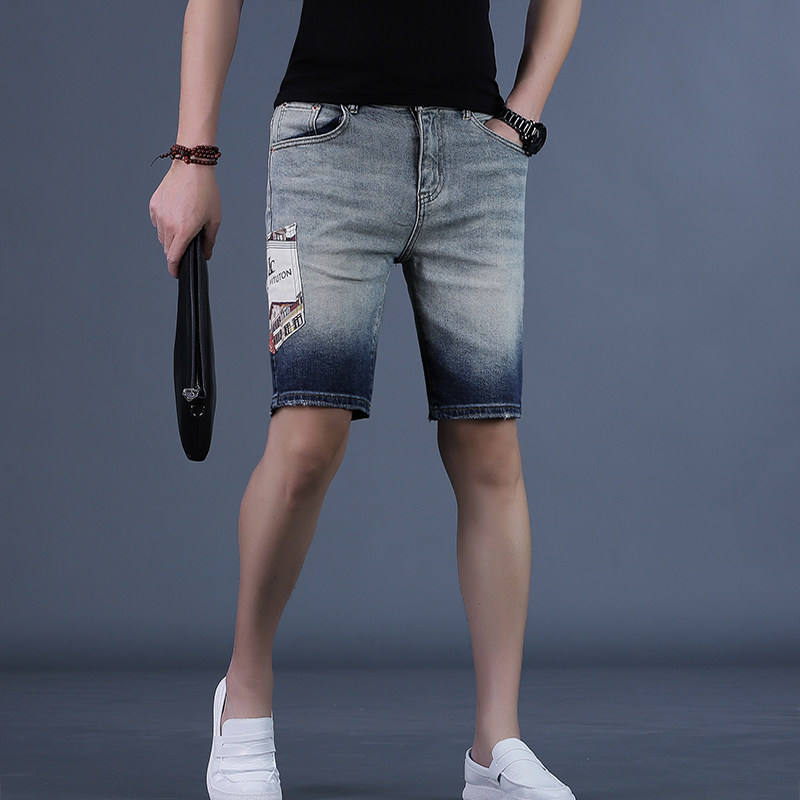 牛仔短裤男夏款五分裤潮流修身中裤香港潮牌5分休闲裤子多口袋26