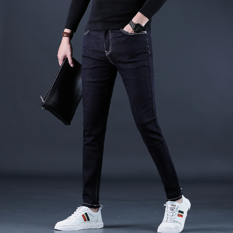 裤子男秋冬款牛仔裤男士潮流修身