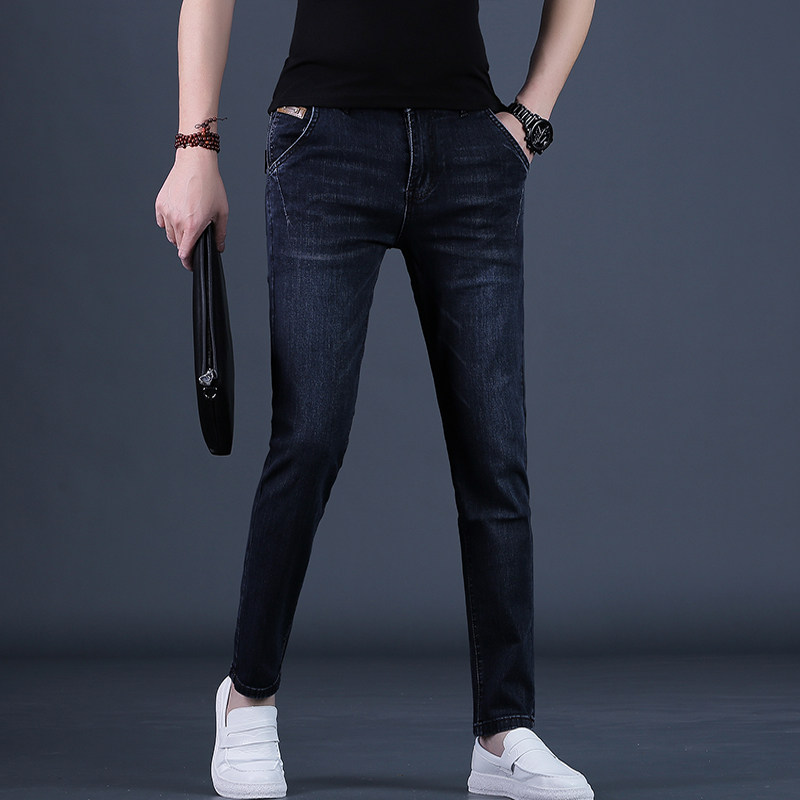 牛仔裤男夏款潮流百搭修身小脚弹力男士休闲长裤子高级男装26上新