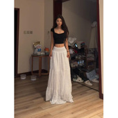 法式 白色半身裙女2026春秋新款 蛋糕裙可两穿高低腰宽松百搭长裙