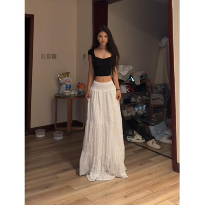 法式白色半身裙女2024