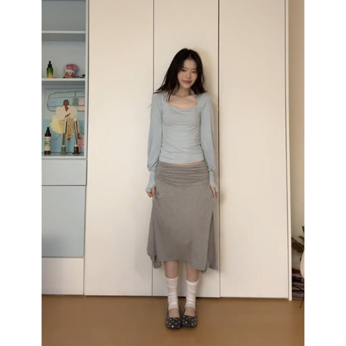 美式辣妹褶皱不规则下摆半身裙