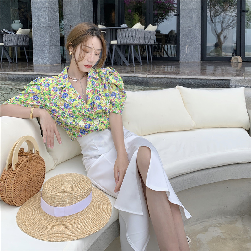 衬衫短袖女夏薄款法式小众碎花上衣新款2021年泡泡袖宽松复古衬衣在类目 女装/女士精品, 衬衫中 - 来自Buy2taobao.com提供专业的淘宝代购服务