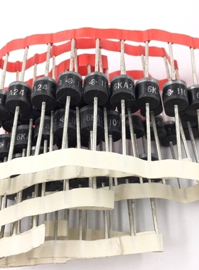 6KA24 瞬变TVS抑制二极管 24V单向二极管 6000W R-6 直插管 P-600