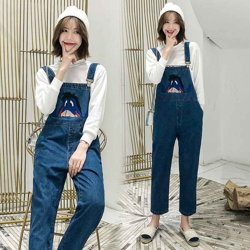 150小个子牛仔背带裤女2019新款春秋韩版ins超火的猫抓宽松学生xs|ruв категории Женская одежда, джинсы - от Buy2taobao.com для оказания профессиональной услуги покупки агента Taobao