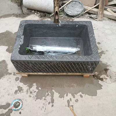 天然青石洗脸盆水槽种花养鱼鱼缸